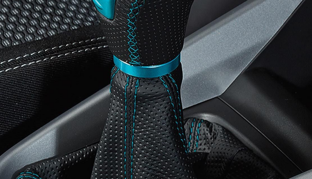 Suzuki Leather Gear Knob - Black with Turquoise