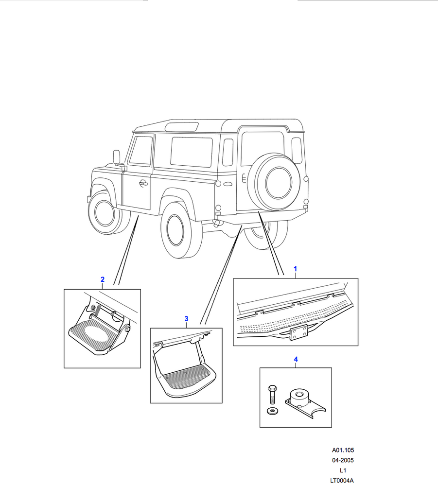 Land Rover Folding Rear Step - Rear