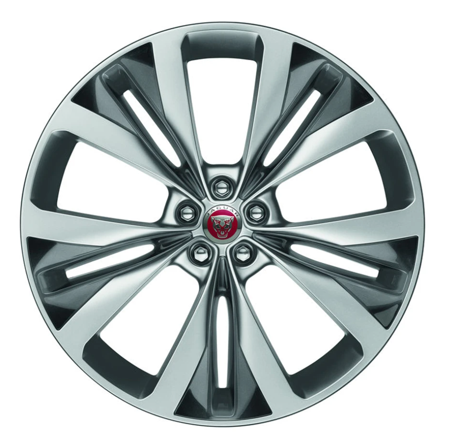 Jaguar Alloy Wheel 22" Double Helix, 10 spoke, with Silver finish and Dark inserts