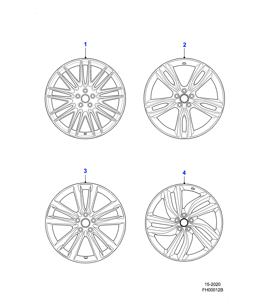 Jaguar Alloy Wheel 20" Style 9004, 9 split spoke, Contrast Diamond Turned finish