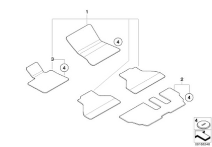 BMW Genuine 1x Front Right Floor Mat Velour Carpet Anthracite O/S