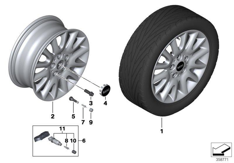 MINI Genuine 16" Light Alloy Victory Spoke Wheel Black