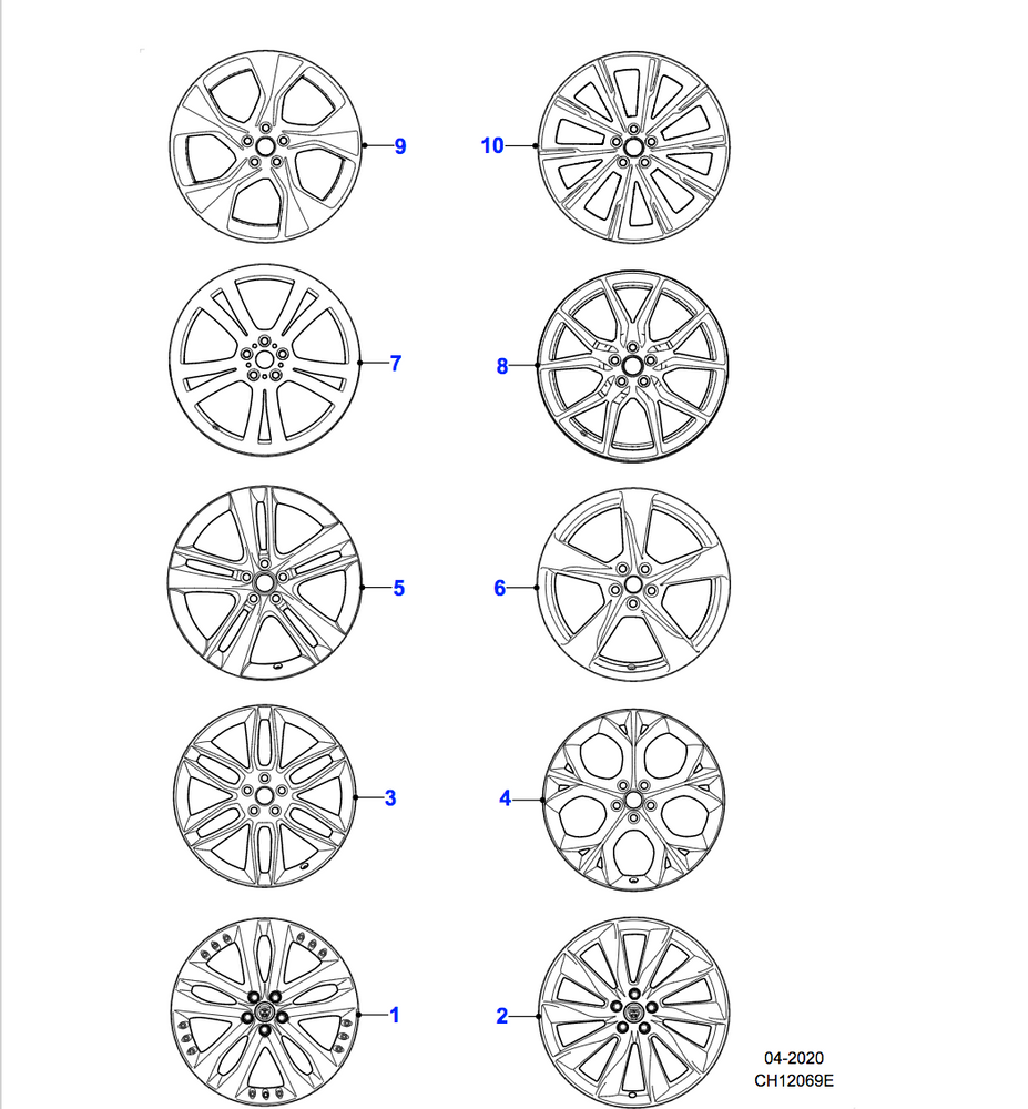 Jaguar Alloy Wheel 20" Style 1025, 10 spoke, Rear
