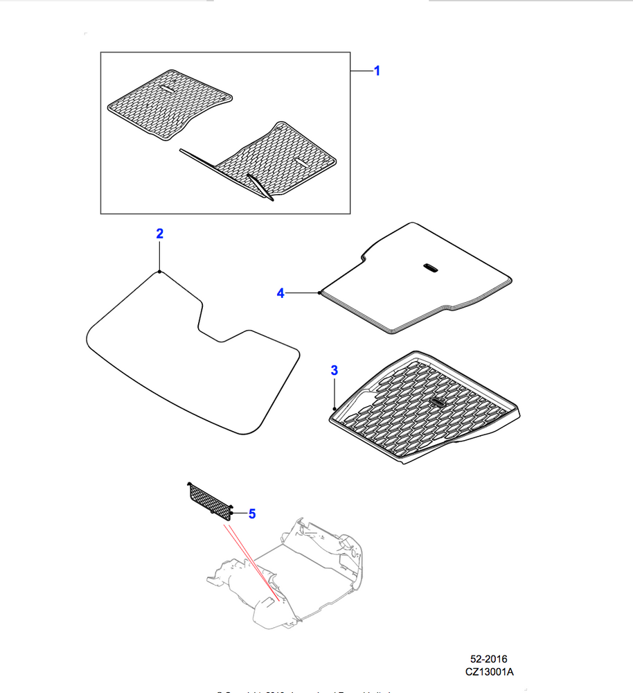Jaguar Rubber Mats RHD, 16MY onwards