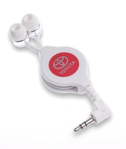 Genuine Toyota White Compact 3.5mm Retractable InEar Earphones Headphones Earbud