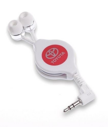 Genuine Toyota White Compact 3.5mm Retractable InEar Earphones Headphones Earbud
