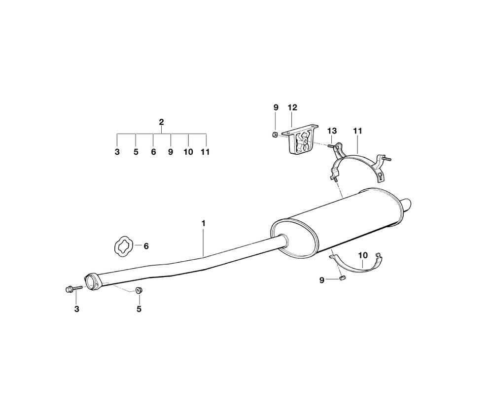 BMW Genuine Exhaust Silencer/Muffler Mounting Parts Set