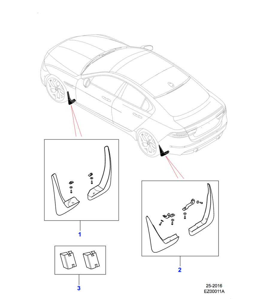 Jaguar Mudflaps Front, R Sport, 'S' and R Dynamic