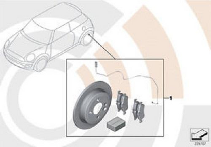 MINI Genuine Rear Brake Discs + Brake Pads Set + Wear Sensor