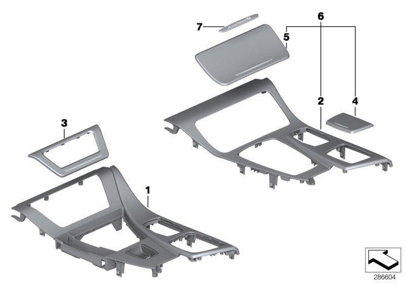 BMW Genuine Centre Console Decor Trim Alu Brushed