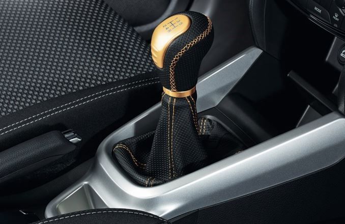Suzuki Leather Gear Knob - Black with Yellow