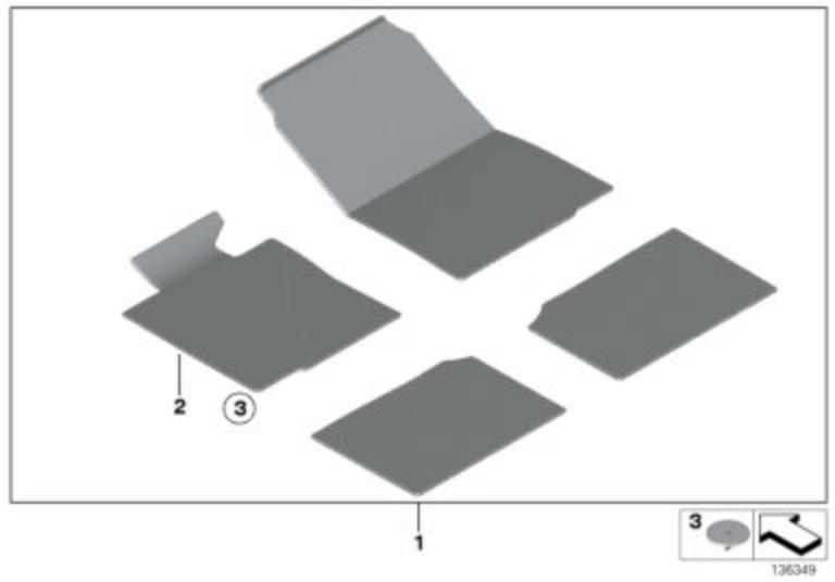 BMW Genuine 1x Front Right Floor Mat Velour Carpet Anthracite O/S