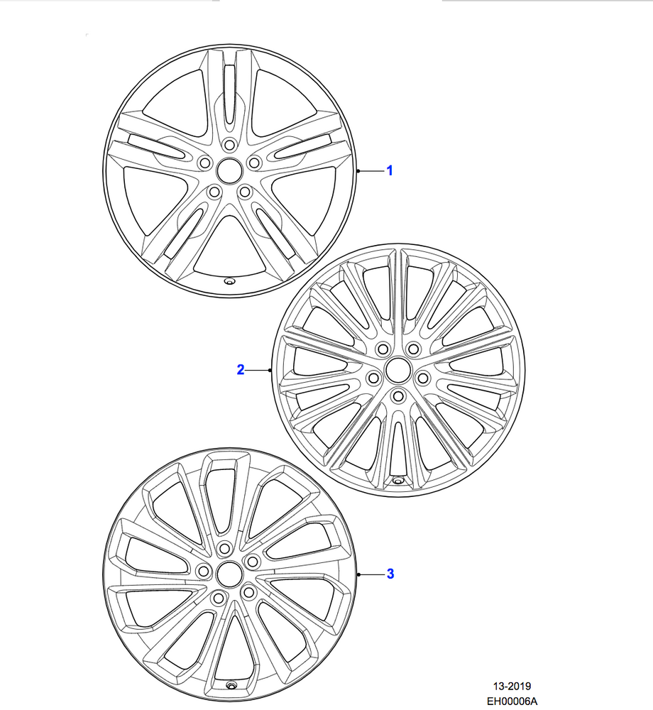 Jaguar Alloy Wheel 19" Style 1015, 15 spoke, Black Diamond Turned finish, Front