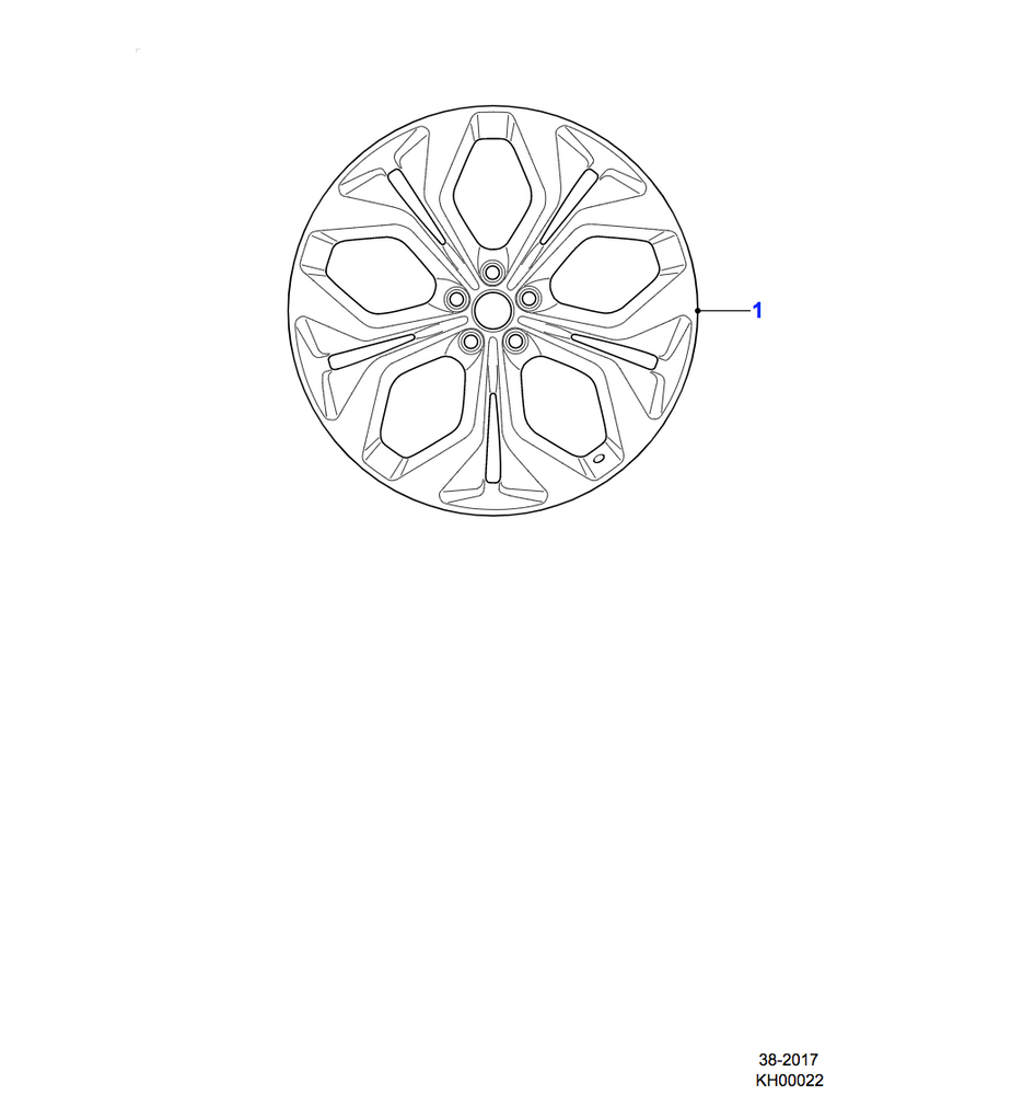 Jaguar Alloy Wheel 21" Style 5053, 5 split spoke, Satin Grey Diamond Turned finish