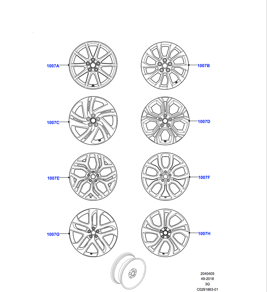 Land Rover Alloy Wheel - 20" Style 5079, 5 split - spoke, Diamond Turned finish