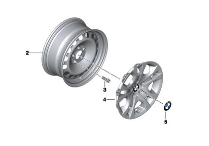 BMW Genuine 17'' Steel Wheel Rim Cover Hub Cap