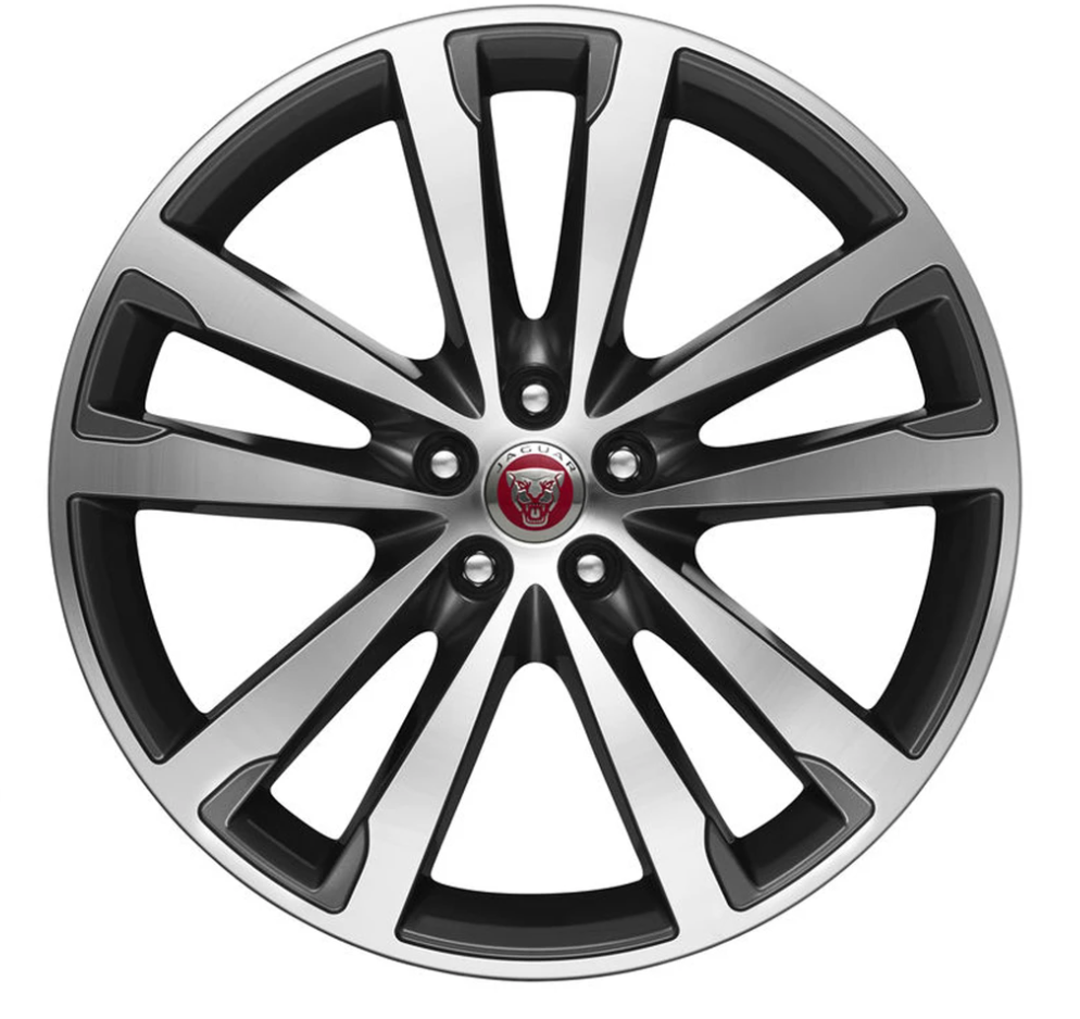Jaguar Alloy Wheel 20" Style 5031, 5 split spoke, Gloss Dark Grey Diamond Turned finish