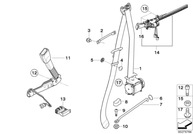 BMW Genuine Front Lower Left Safety Seat Belt With Tensioner