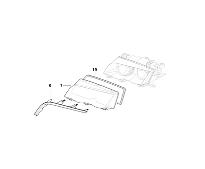 BMW Genuine Highlight/Highlamp Cover Glass Left