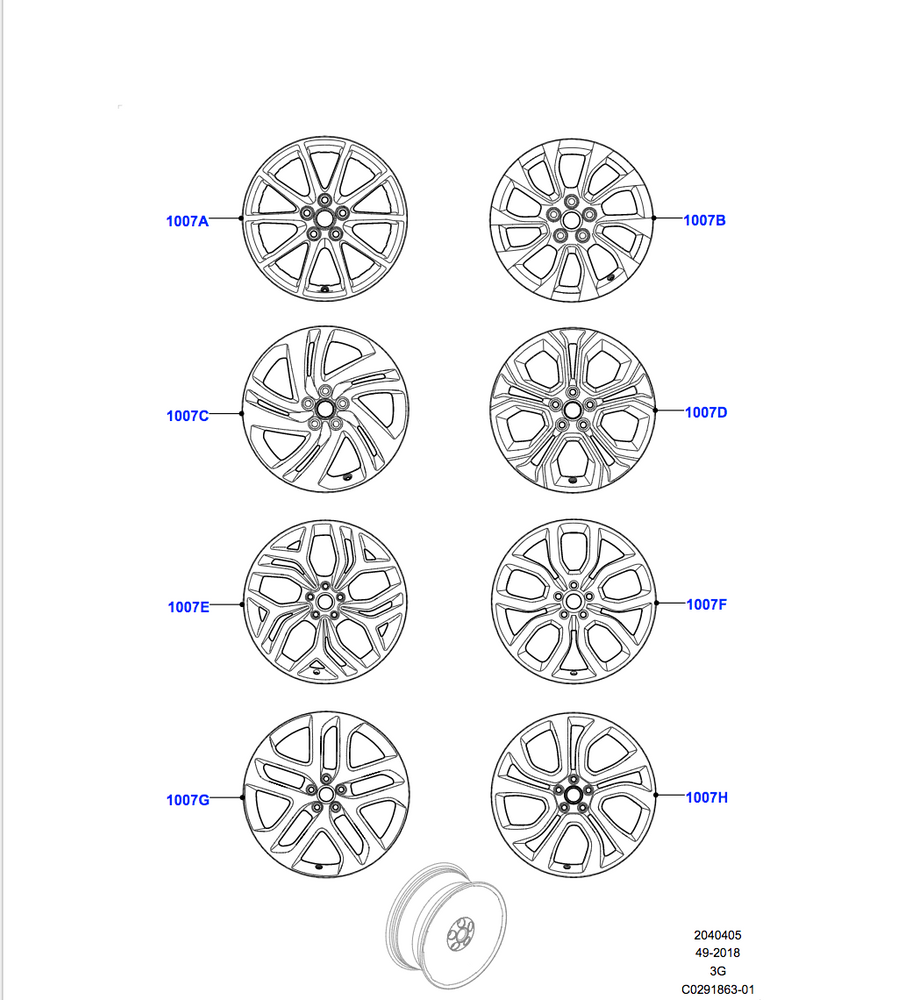 Land Rover Alloy Wheel - 21" Style 5078, 5 split - spoke, Gloss Black