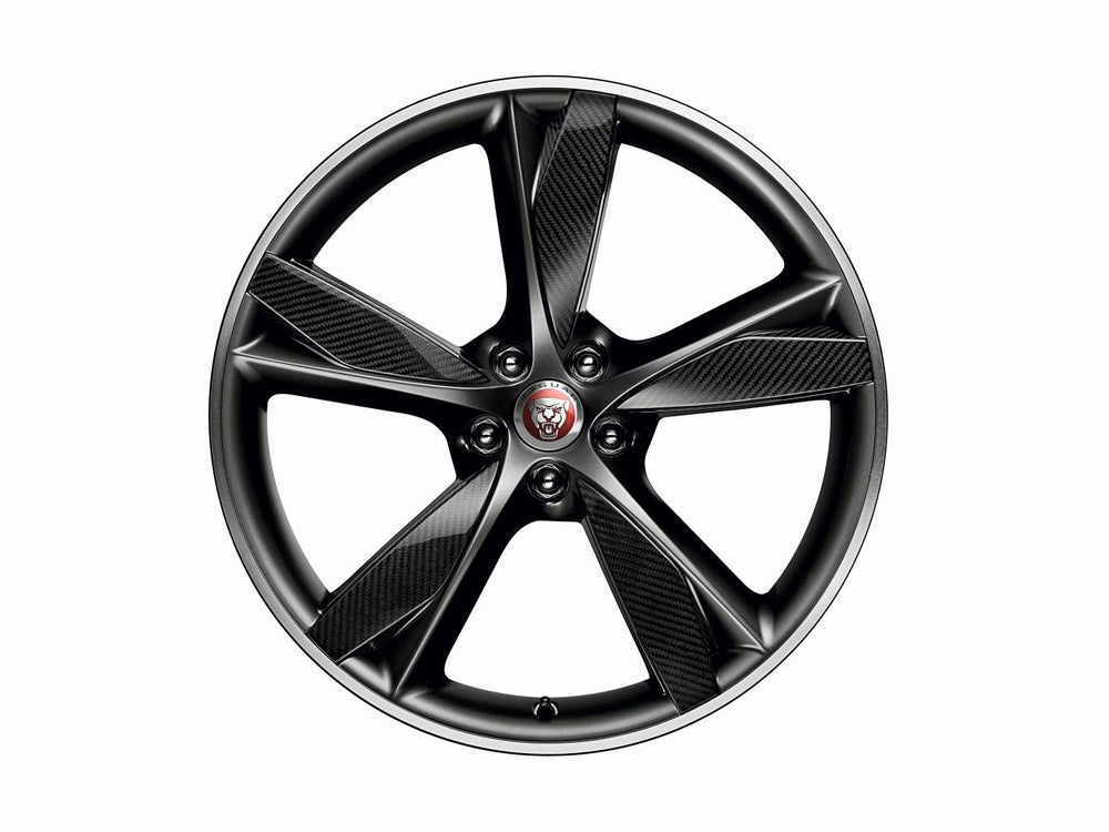Jaguar Alloy Wheel 20" Style 5042, 5 spoke, Forged, Carbon Fibre and Satin Dark Grey Diamond Turned finish, Rear