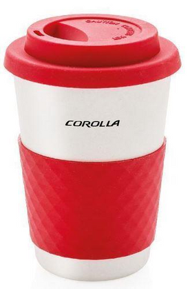 Genuine TOYOTA Corolla White/Red Reusable Eco Bamboo Travel Mug 270ml