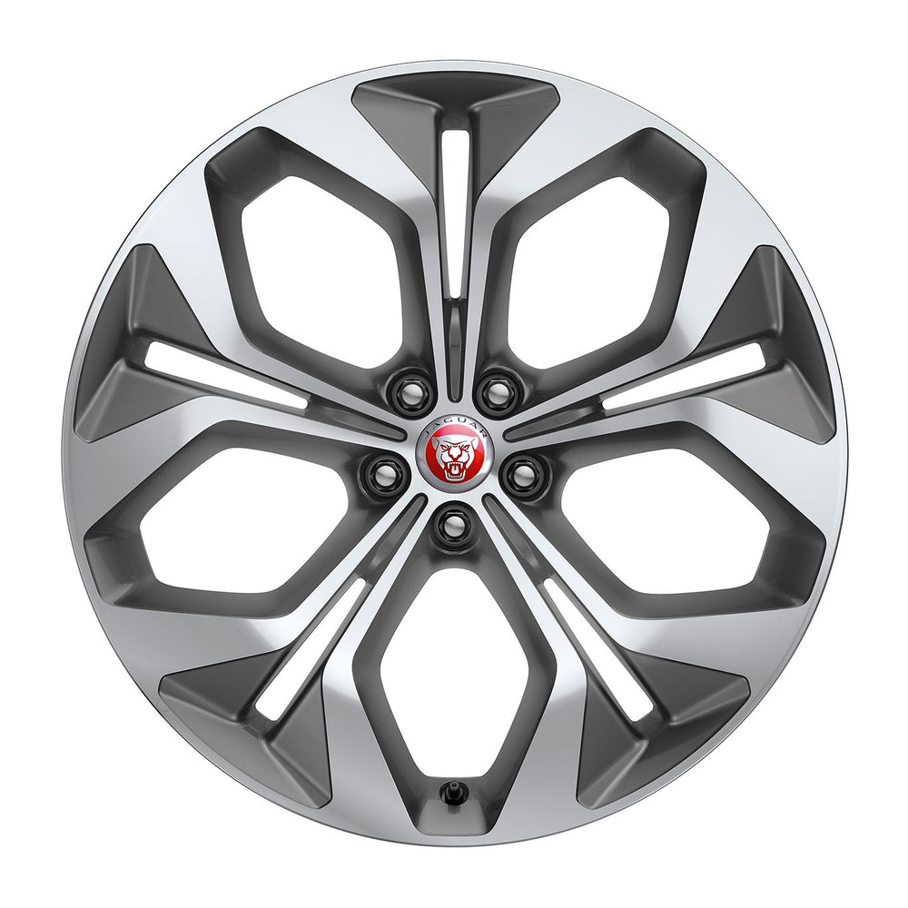 Jaguar Alloy Wheel 21" Style 5053, 5 split spoke, Satin Grey Diamond Turned finish