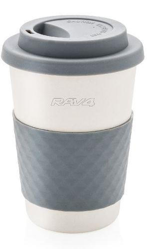 Genuine TOYOTA RAV4 White/Grey Reusable Bamboo Travel Mug Silcon Lid 270ml