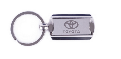 Genuine OEM Toyota Silver Metal & White Branded Keyring Key Ring