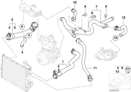 BMW Genuine Cooling System Water Hose Coolant Return Pipe