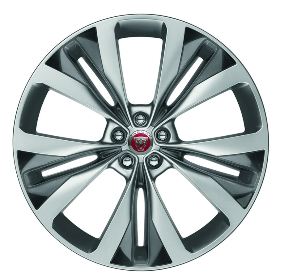 Jaguar Alloy Wheel 22" Double Helix, 10 spoke, with Black finish and Dark inserts