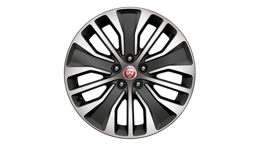 Jaguar Alloy Wheel 18" Style 5055, 5 split spoke, Dark Grey Diamond Turned finish