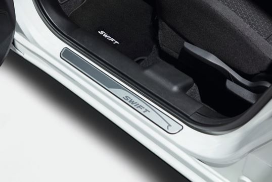 Suzuki Door sill trim set, anodized aluminium with polished SWIFT logo