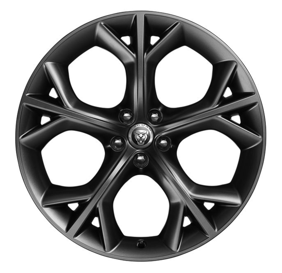 Jaguar Alloy Wheel 20" Style 5040, 5 split spoke, Gloss Black Diamond Turned finish, Front, Pre 21MY