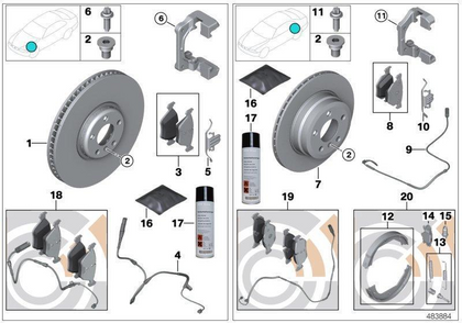 BMW Genuine Front Axle Brake Pads Set With Brake-Pad Sensor