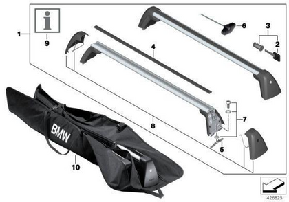BMW Genuine Aluminium Lockable Roof Bars Rack