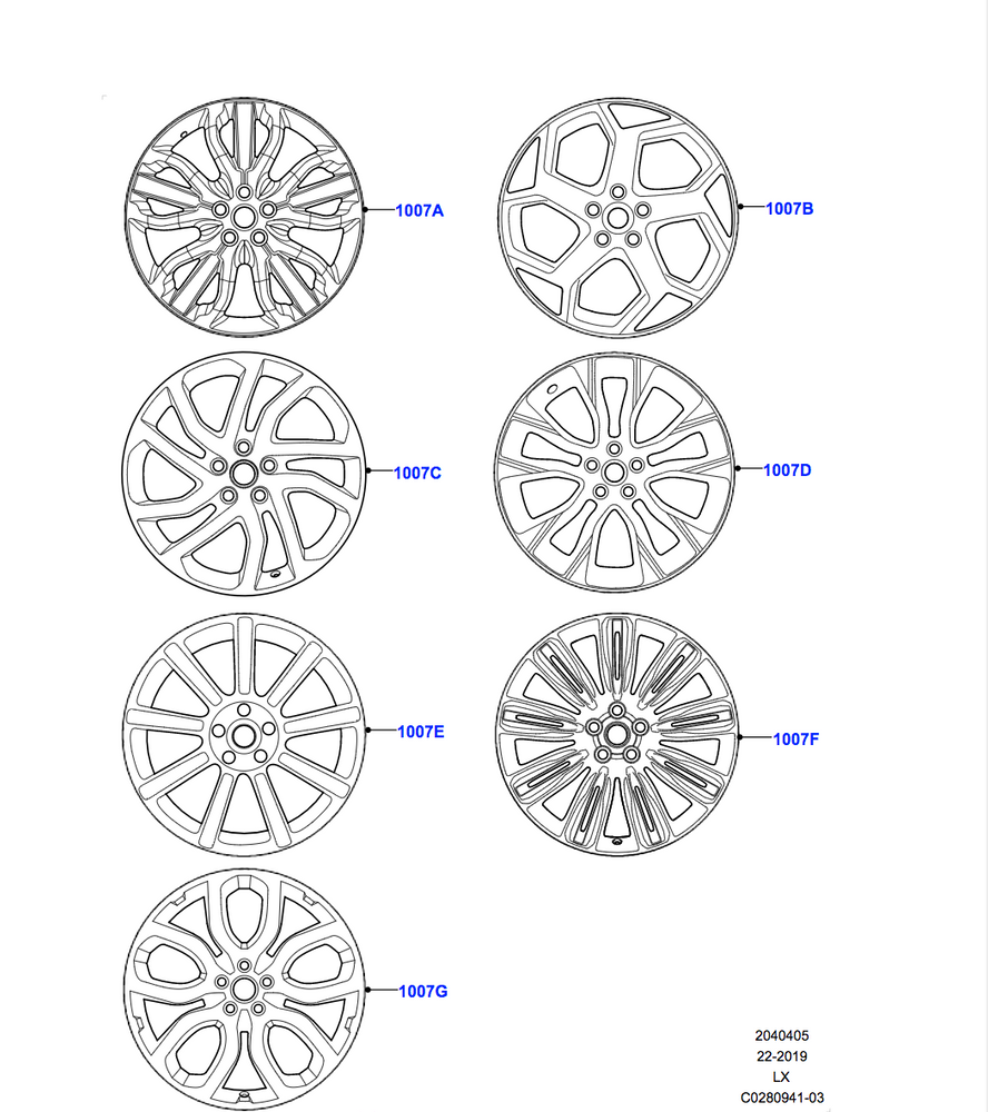 Land Rover Alloy Wheel - 22" Style 5086, 5 split - spoke, Silver