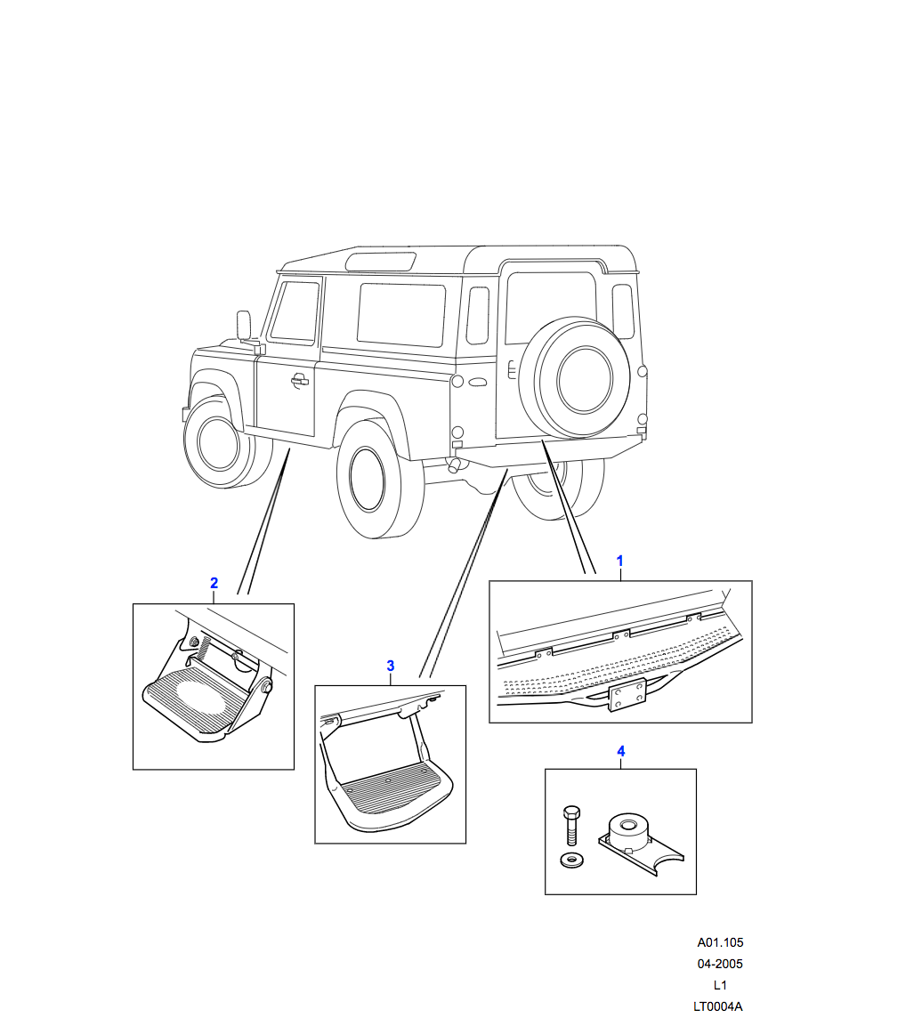 Land Rover Rear Step Bumper - 110 | Land Rover Exterior Protection ...