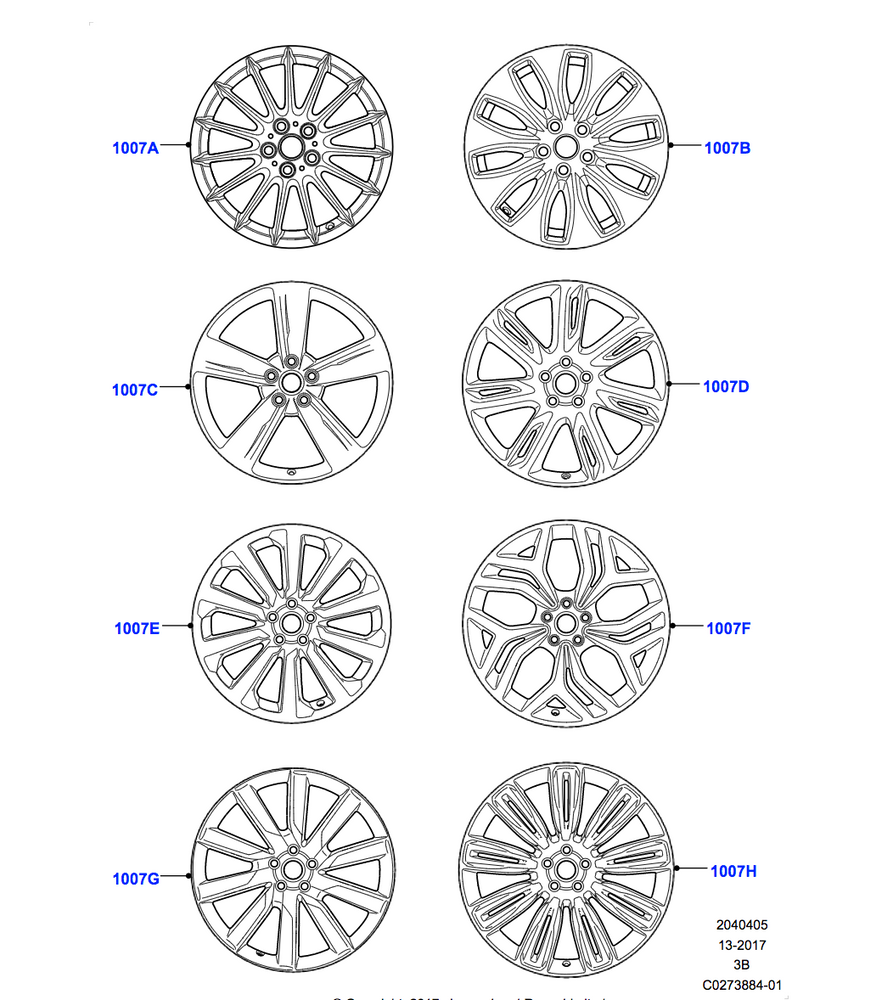 Land Rover Alloy Wheel - 21" Style 5047, 5 split - spoke, Diamond Turned finish