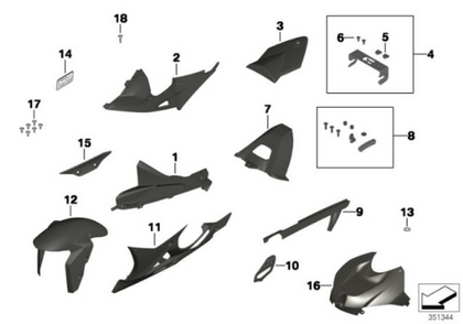 Genuine BMW Carbon Front Wheel Cover Mudguard Fender S 1000 RR 77318549539