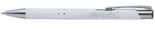 Genuine TOYOTA Branded RAV4 White/Alloy Metal Ballpoint Click Pen Blue Ink