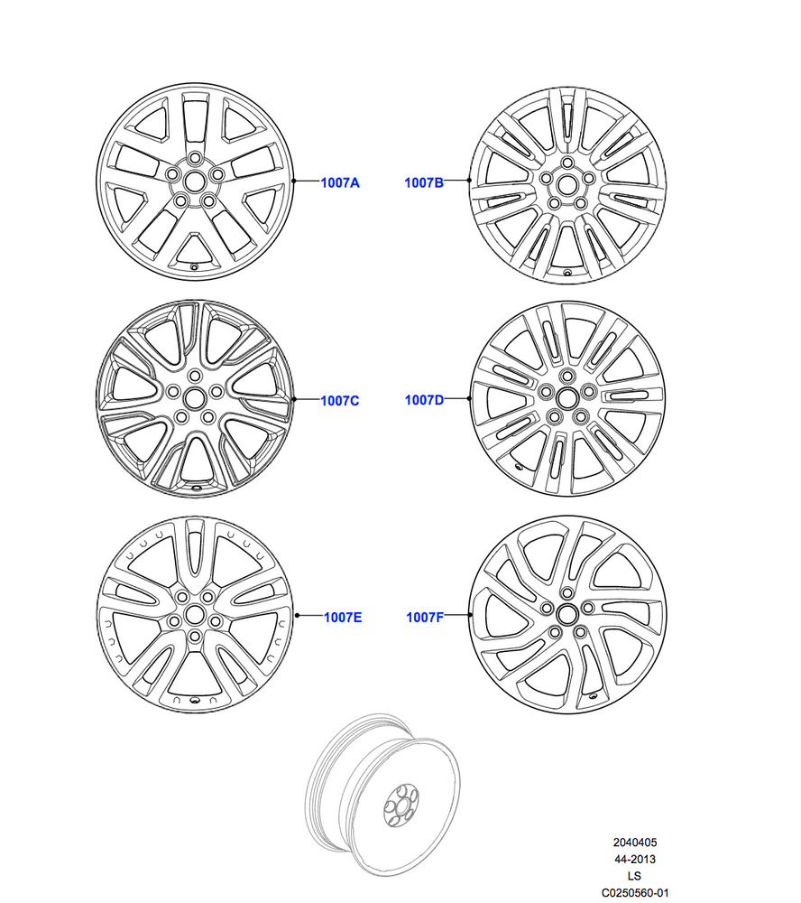 Land Rover Alloy Wheel - 19" 7 Split - Spoke, 'Style 702', with Sparkle Silver finish
