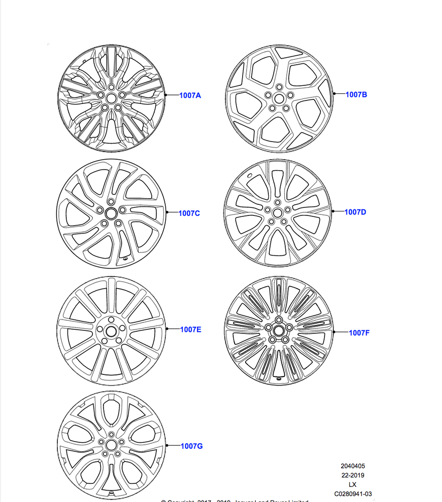 Land Rover Alloy Wheel - 20" Style 5084, 5 split - spoke, Silver