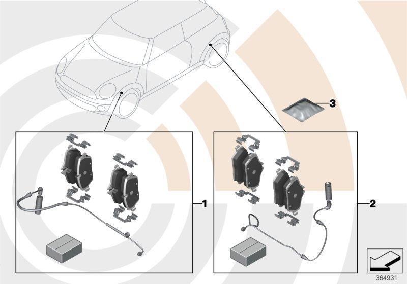 MINI Genuine Front Brake Pads Set + Sensor For R55 R56 R57 R58 R59