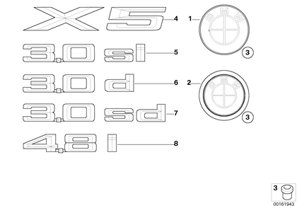 BMW Genuine 3.0SD Door Emblem Badge Letter Logo
