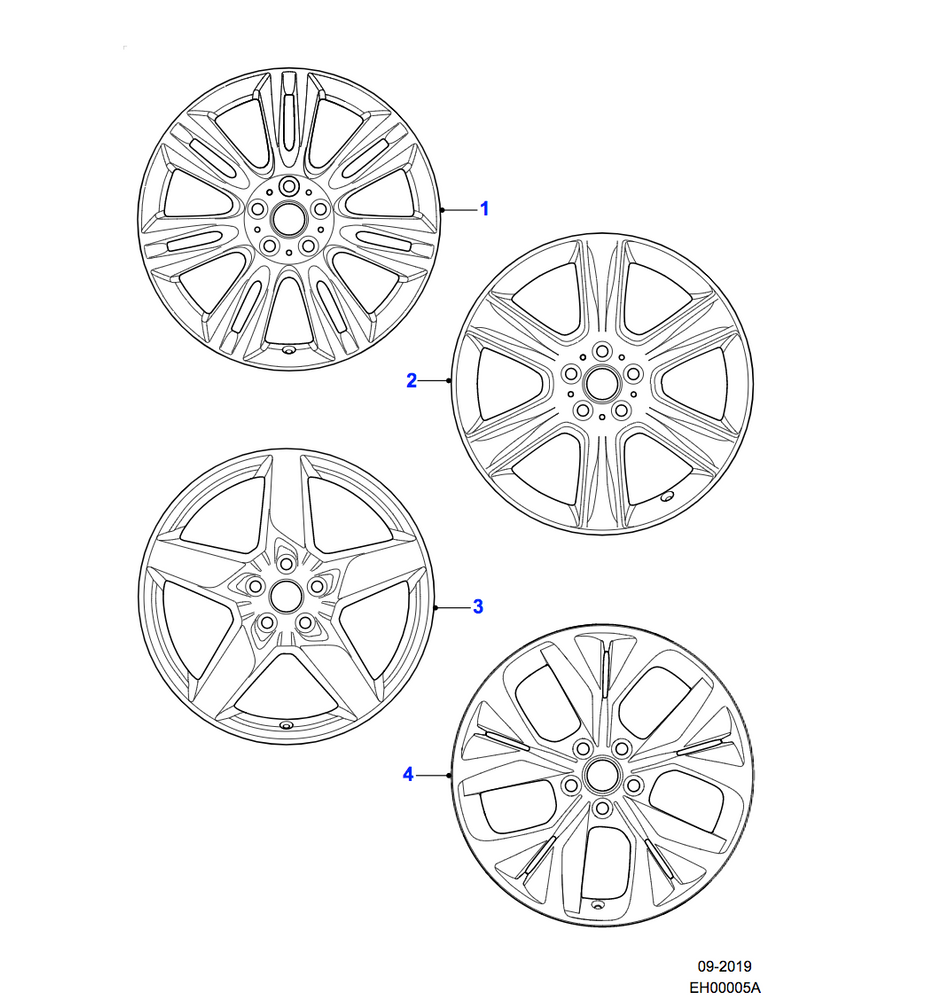 Jaguar Alloy Wheel 18" Style 7009, 7 split spoke, Silver