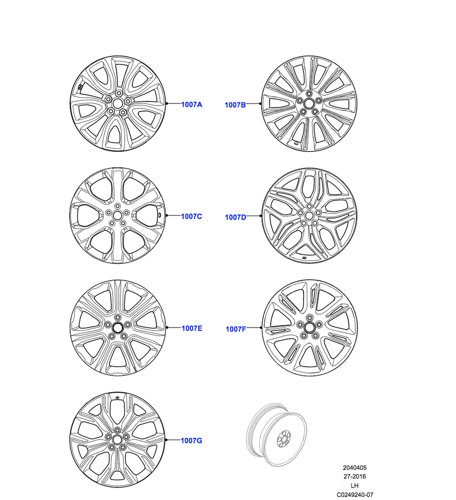 Land Rover Alloy Wheel - 20" Style 5008, 5 split - spoke, Satin Black