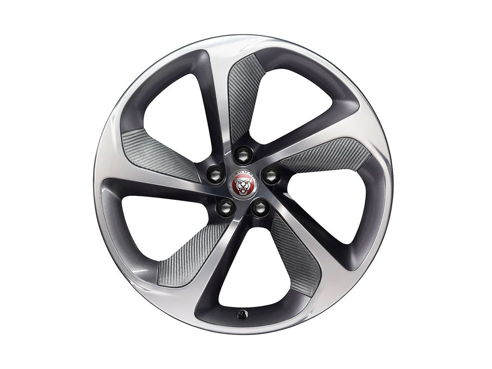 Jaguar Alloy Wheel 20" Style 5062, Forged, 5 spoke, Carbon Fibre Silver Weave, Rear