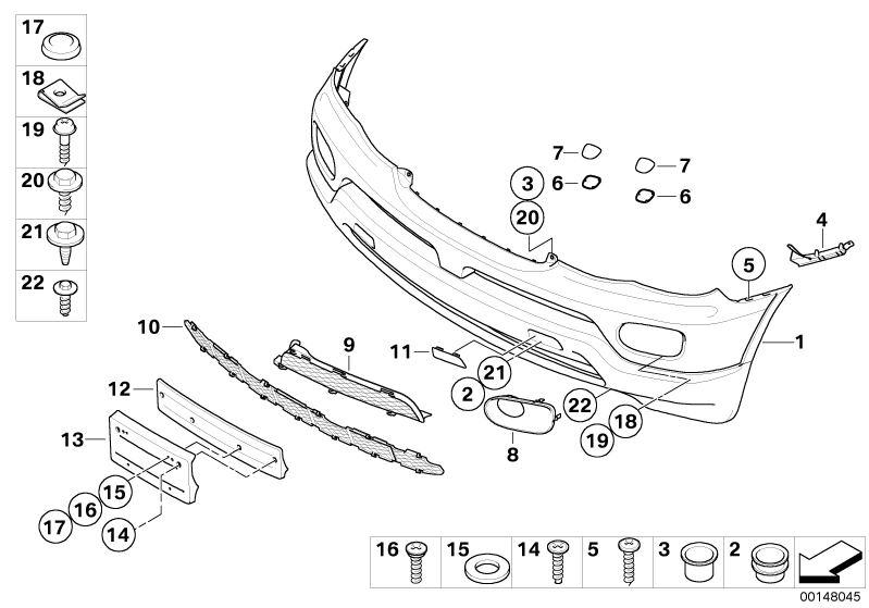 BMW Genuine Trim Panel Front Bumper Cover Grille Bottom Grid